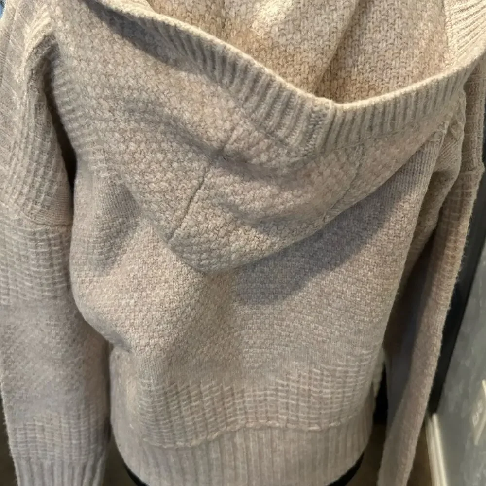 Flag & Anthem Womens S Cream Waffle Knit Sweater Hoodie Pullover Soft Cozy EUC